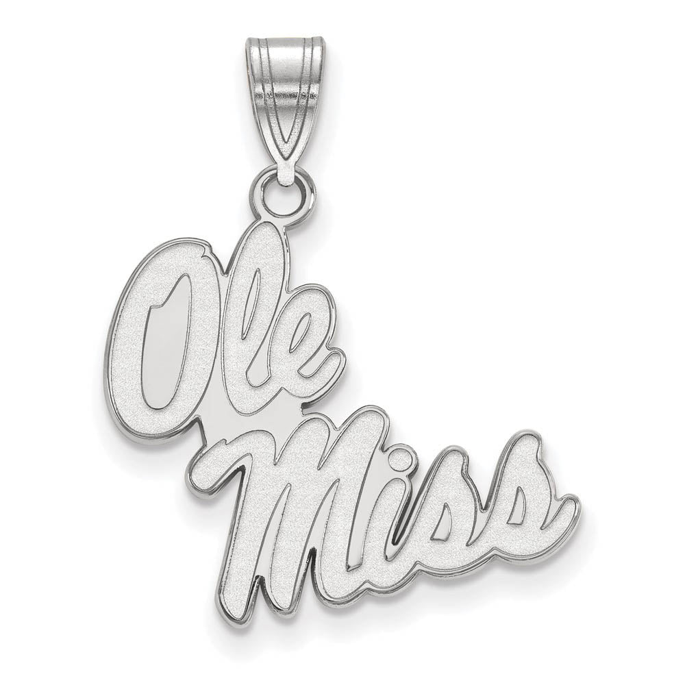 10k White Gold U. of Mississippi Large 'Ole Miss' Pendant, Item P16019 by The Black Bow Jewelry Co.
