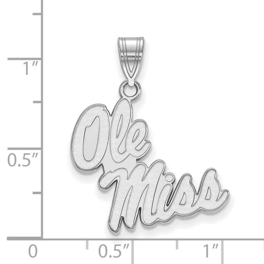 Alternate view of the 10k White Gold U. of Mississippi Large 'Ole Miss' Pendant by The Black Bow Jewelry Co.