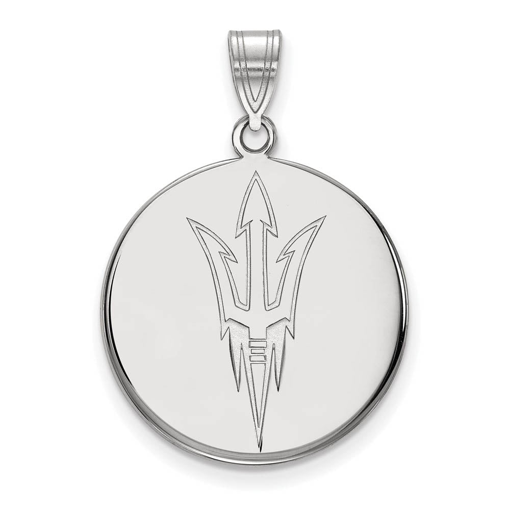 10k White Gold Arizona State Large Disc Logo Pendant, Item P16020 by The Black Bow Jewelry Co.