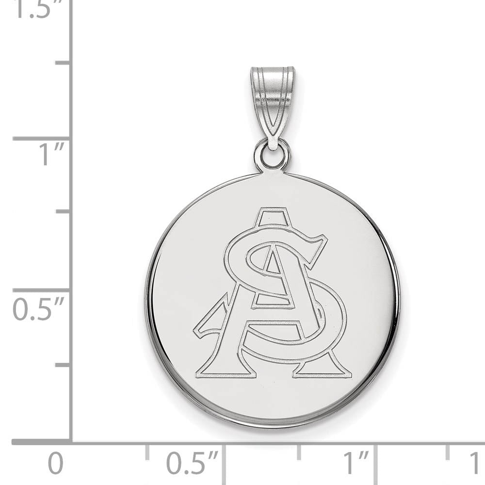 Alternate view of the 10k White Gold Arizona State Large Disc Pendant by The Black Bow Jewelry Co.