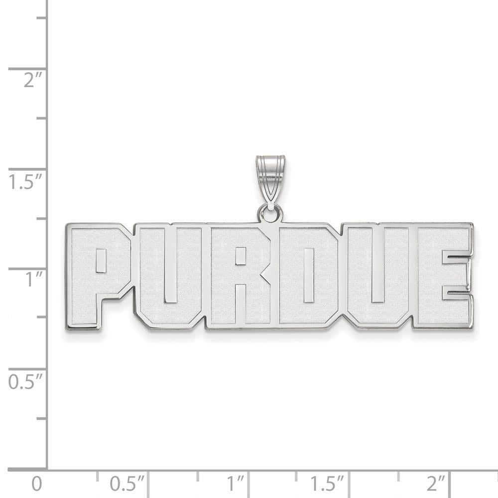Alternate view of the 10k White Gold Purdue Large Script Pendant by The Black Bow Jewelry Co.