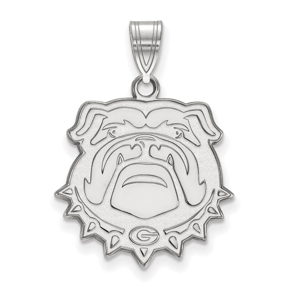 10k White Gold U. of Georgia Large Bulldog Pendant, Item P16048 by The Black Bow Jewelry Co.