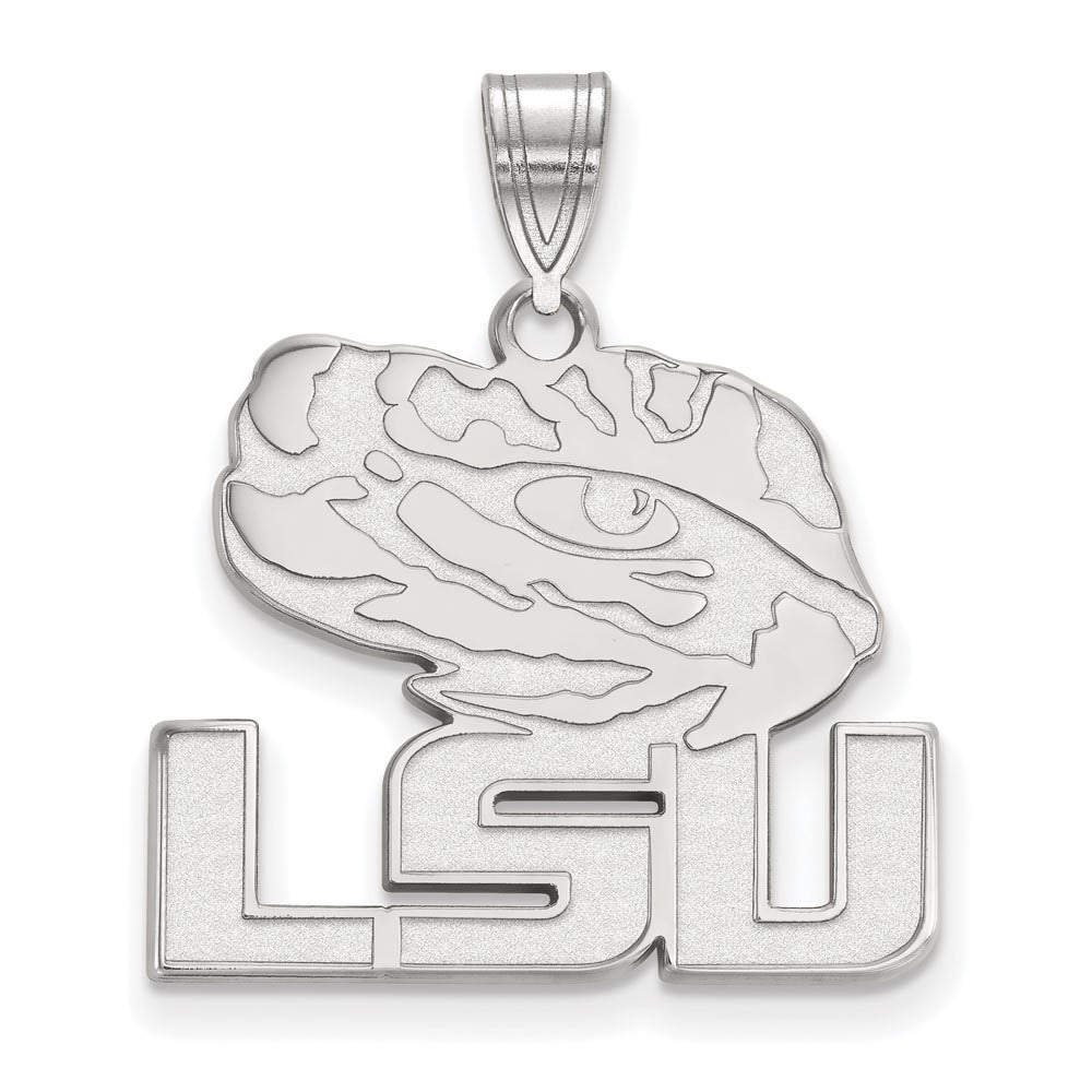10k White Gold Louisiana State Large 'LSU' Mascot Pendant, Item P16051 by The Black Bow Jewelry Co.