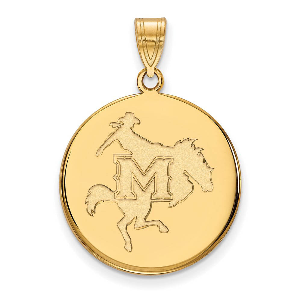10k Yellow Gold McNeese State Large Disc Pendant, Item P16071 by The Black Bow Jewelry Co.