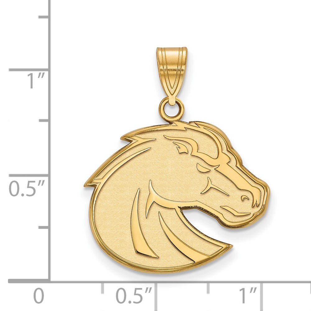 Alternate view of the 10k Yellow Gold Boise State Large Mascot Pendant by The Black Bow Jewelry Co.
