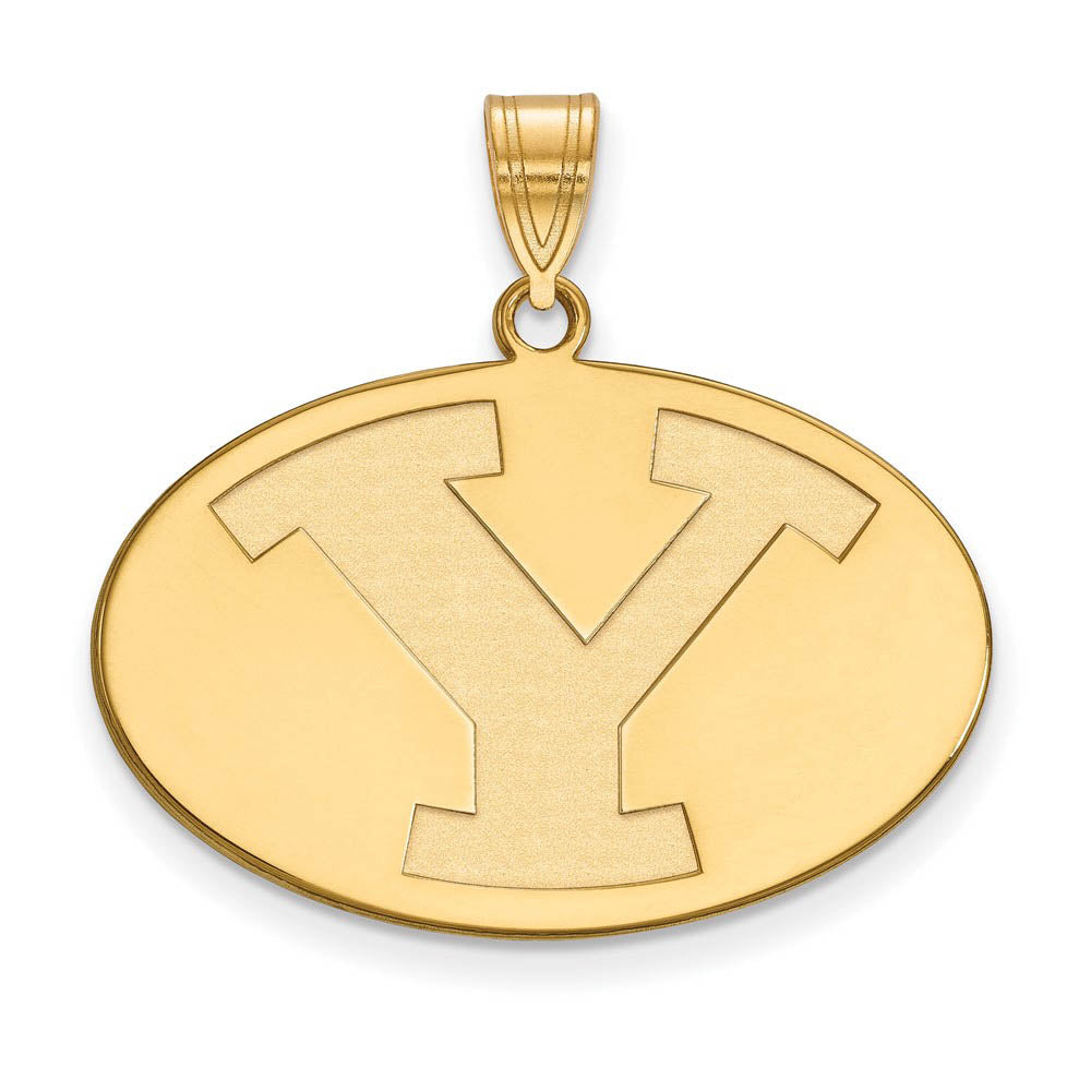 10k Yellow Gold Brigham Young U Large Initial Y Oval Pendant, Item P16108 by The Black Bow Jewelry Co.