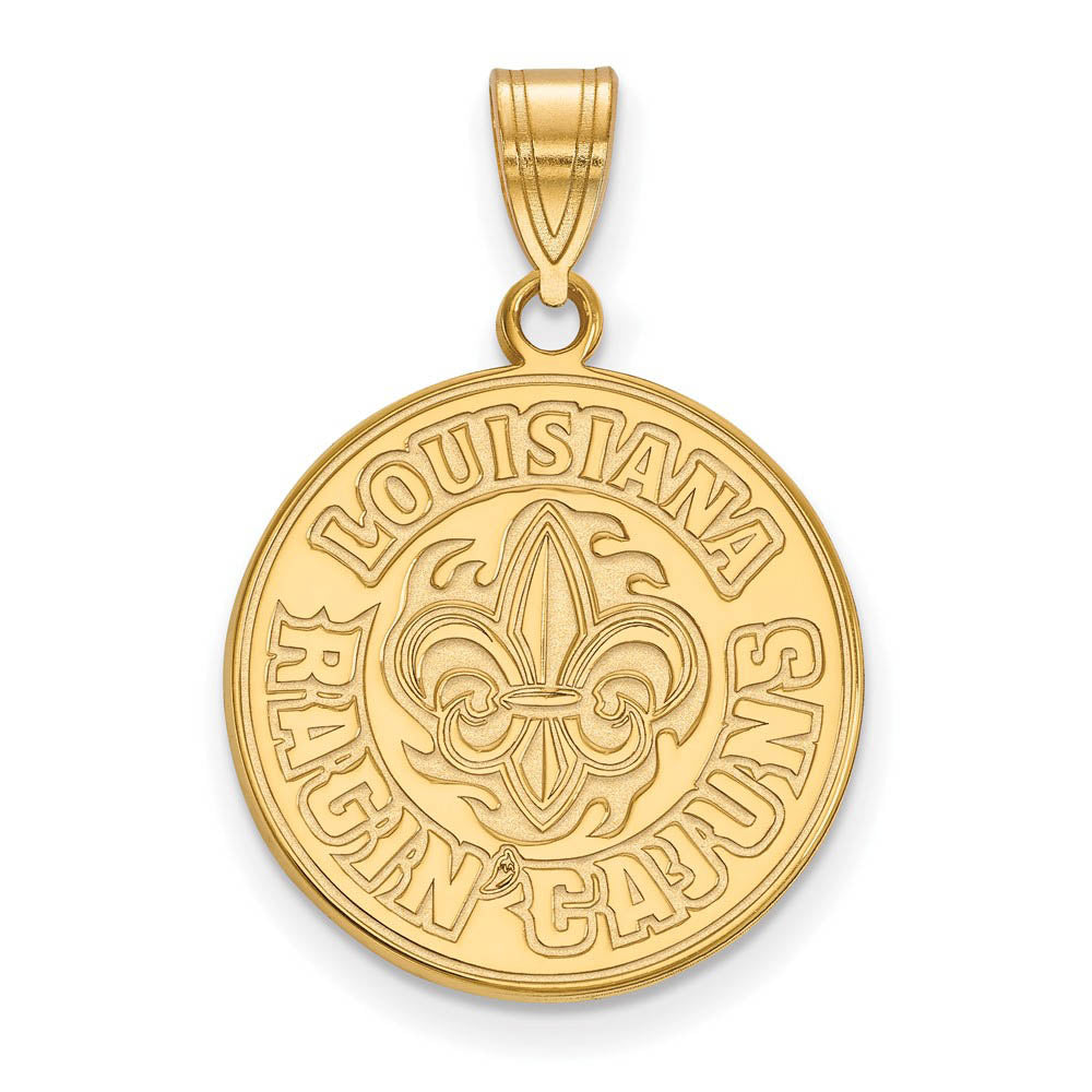 10k Yellow Gold U. of Louisiana at Lafayette Large Pendant, Item P16151 by The Black Bow Jewelry Co.