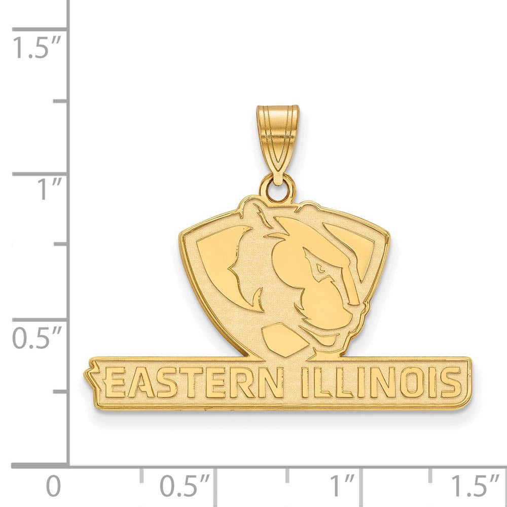 Alternate view of the 10k Yellow Gold Eastern Illinois U Large Pendant by The Black Bow Jewelry Co.