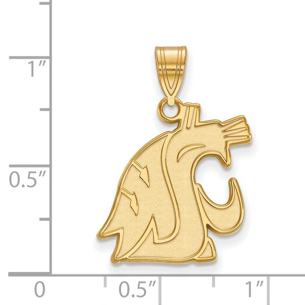 Alternate view of the 10k Yellow Gold Washington State Large Mascot Pendant by The Black Bow Jewelry Co.