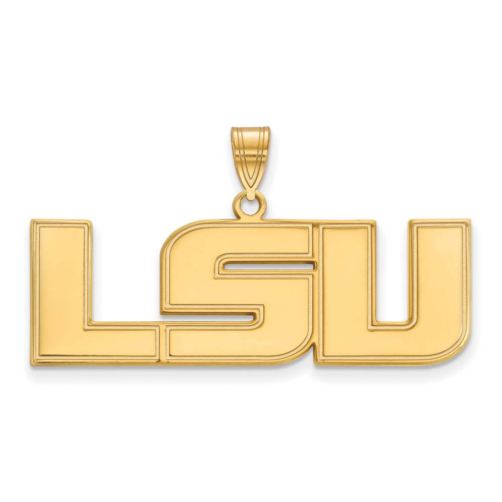 10k Yellow Gold Louisiana State Large 'LSU' Pendant, Item P16200 by The Black Bow Jewelry Co.