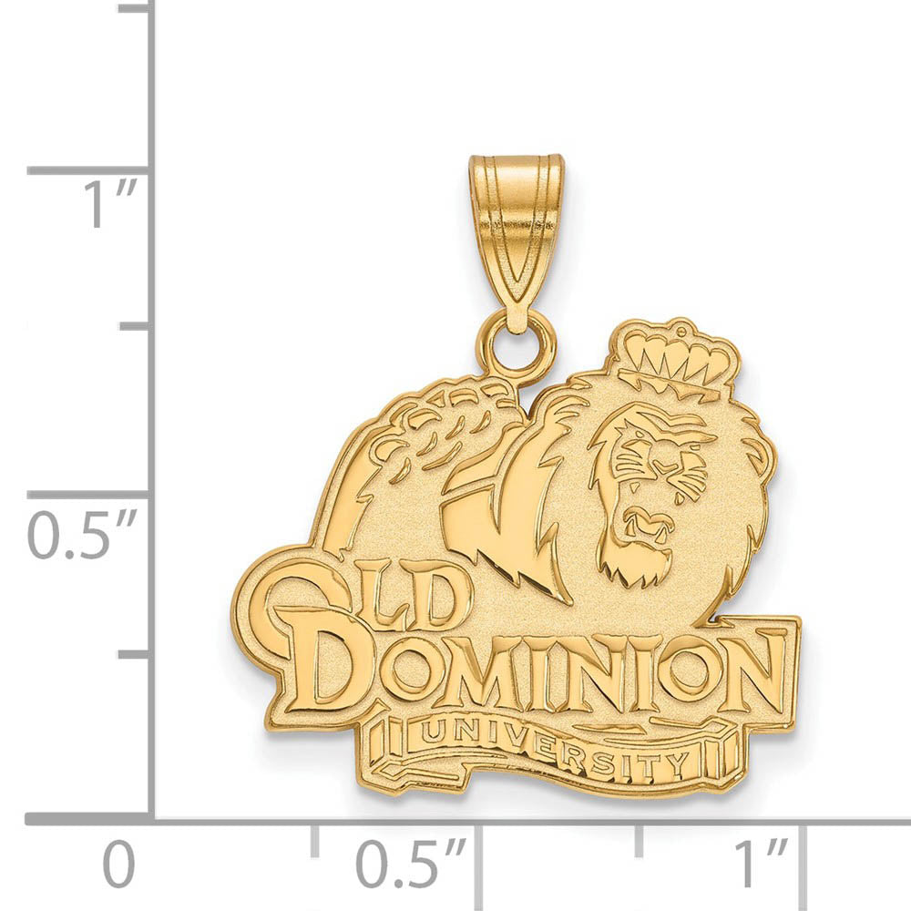 Alternate view of the 10k Yellow Gold Old Dominion U. Large Logo Pendant by The Black Bow Jewelry Co.