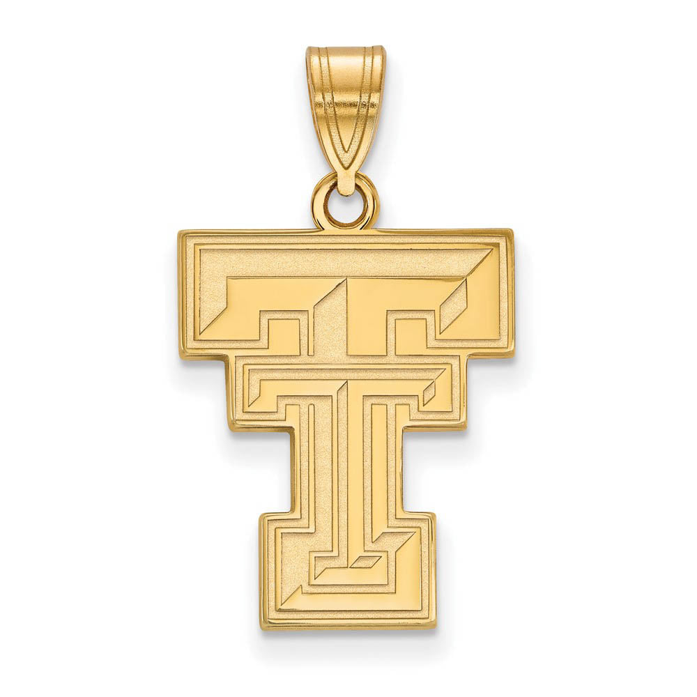 10k Yellow Gold Texas Tech U. Large 'TT' Pendant, Item P16225 by The Black Bow Jewelry Co.