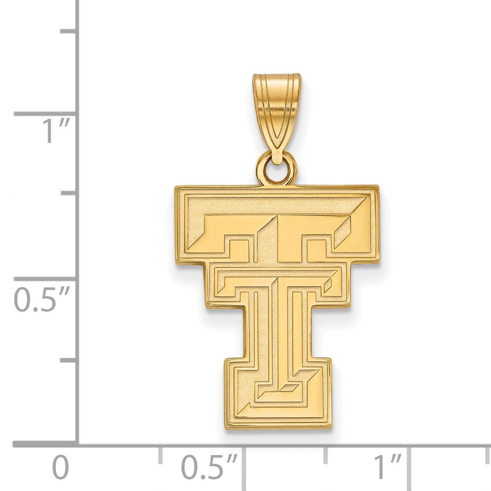 Alternate view of the 10k Yellow Gold Texas Tech U. Large 'TT' Pendant by The Black Bow Jewelry Co.