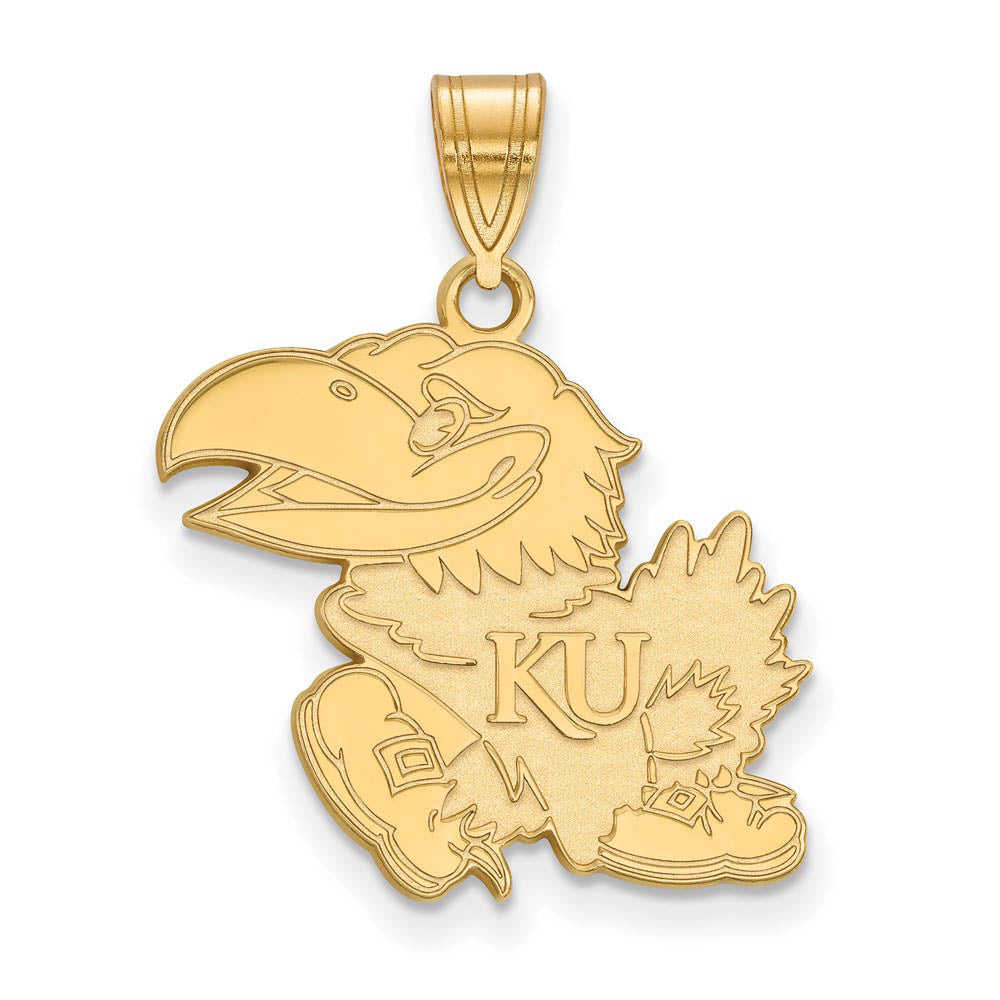 10k Yellow Gold U. of Kansas Large Mascot Pendant, Item P16240 by The Black Bow Jewelry Co.
