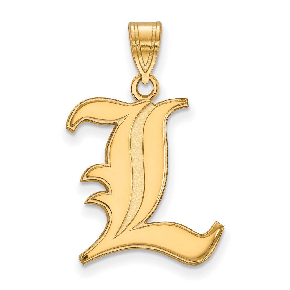 10k Yellow Gold U. of Louisville Large 'L' Pendant, Item P16241 by The Black Bow Jewelry Co.