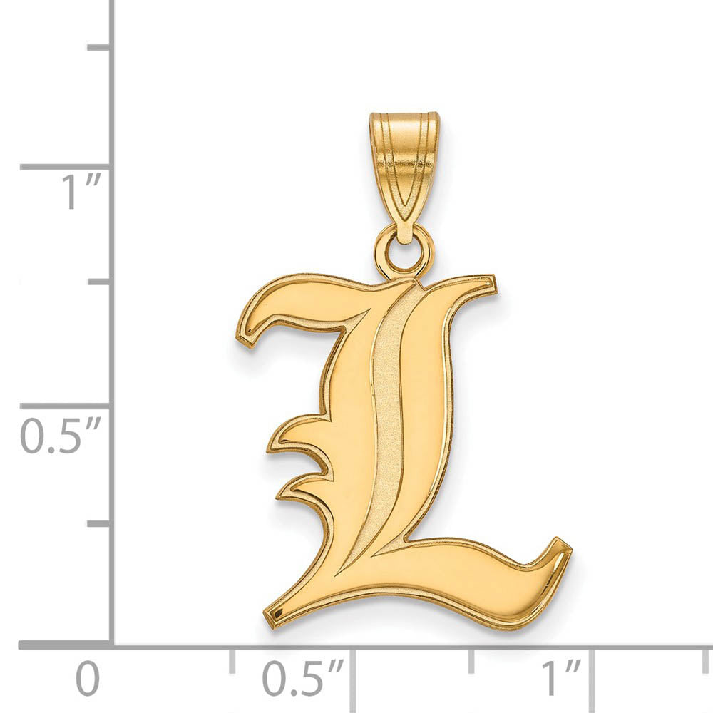 Alternate view of the 10k Yellow Gold U. of Louisville Large 'L' Pendant by The Black Bow Jewelry Co.