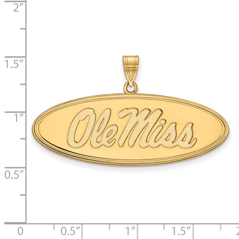 Alternate view of the 10k Yellow Gold U. of Mississippi Large Oval 'Ole Miss' Pendant by The Black Bow Jewelry Co.