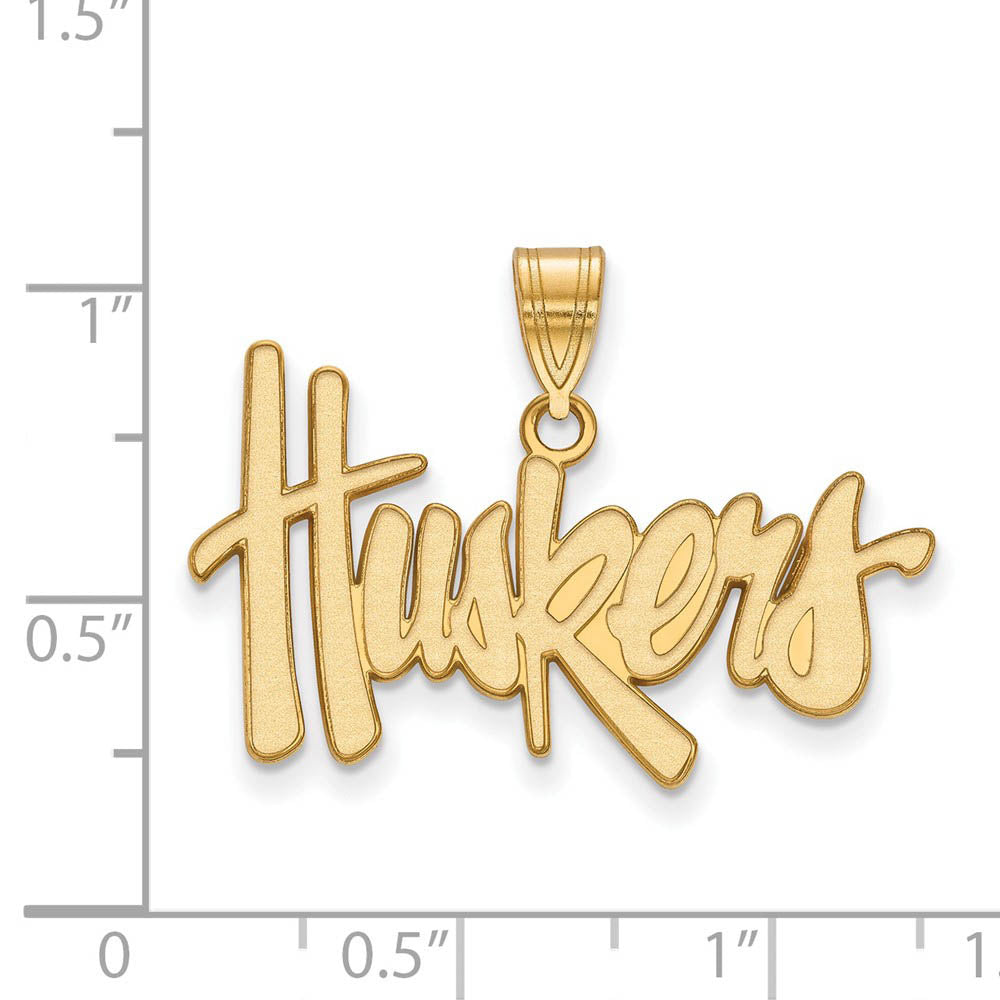 Alternate view of the 10k Yellow Gold U. of Nebraska Large 'Huskers' Pendant by The Black Bow Jewelry Co.