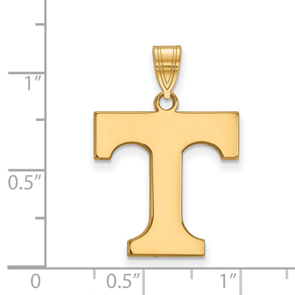 Alternate view of the 10k Yellow Gold U. of Tennessee Large Initial T Pendant by The Black Bow Jewelry Co.