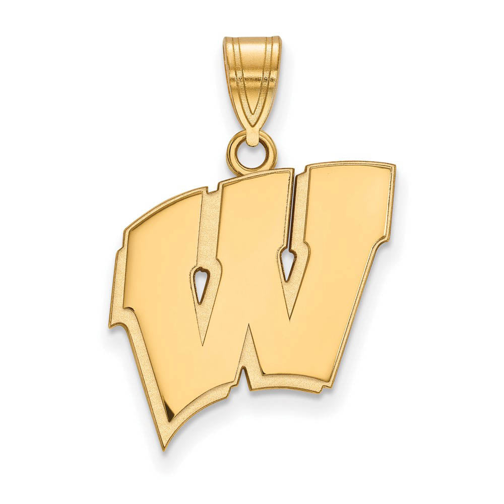 10k Yellow Gold U. of Wisconsin Large Initial W Pendant, Item P16265 by The Black Bow Jewelry Co.