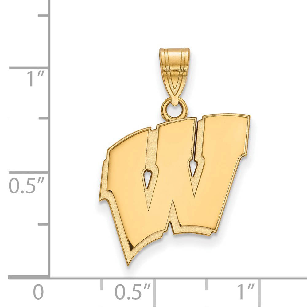 Alternate view of the 10k Yellow Gold U. of Wisconsin Large Initial W Pendant by The Black Bow Jewelry Co.