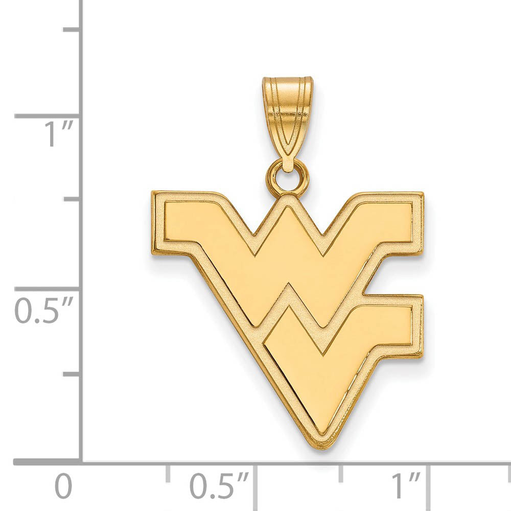 Alternate view of the 10k Yellow Gold West Virginia U. Large Logo Pendant by The Black Bow Jewelry Co.