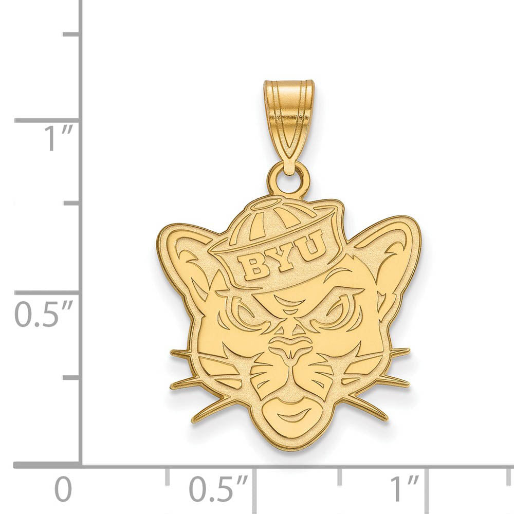Alternate view of the 10k Yellow Gold Brigham Young U Large Pendant by The Black Bow Jewelry Co.