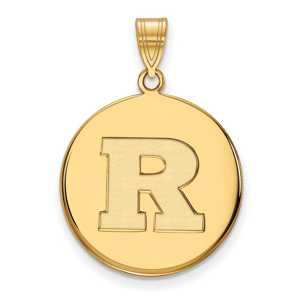 10k Yellow Gold Rutgers Large Initial R Disc Pendant, Item P16352 by The Black Bow Jewelry Co.