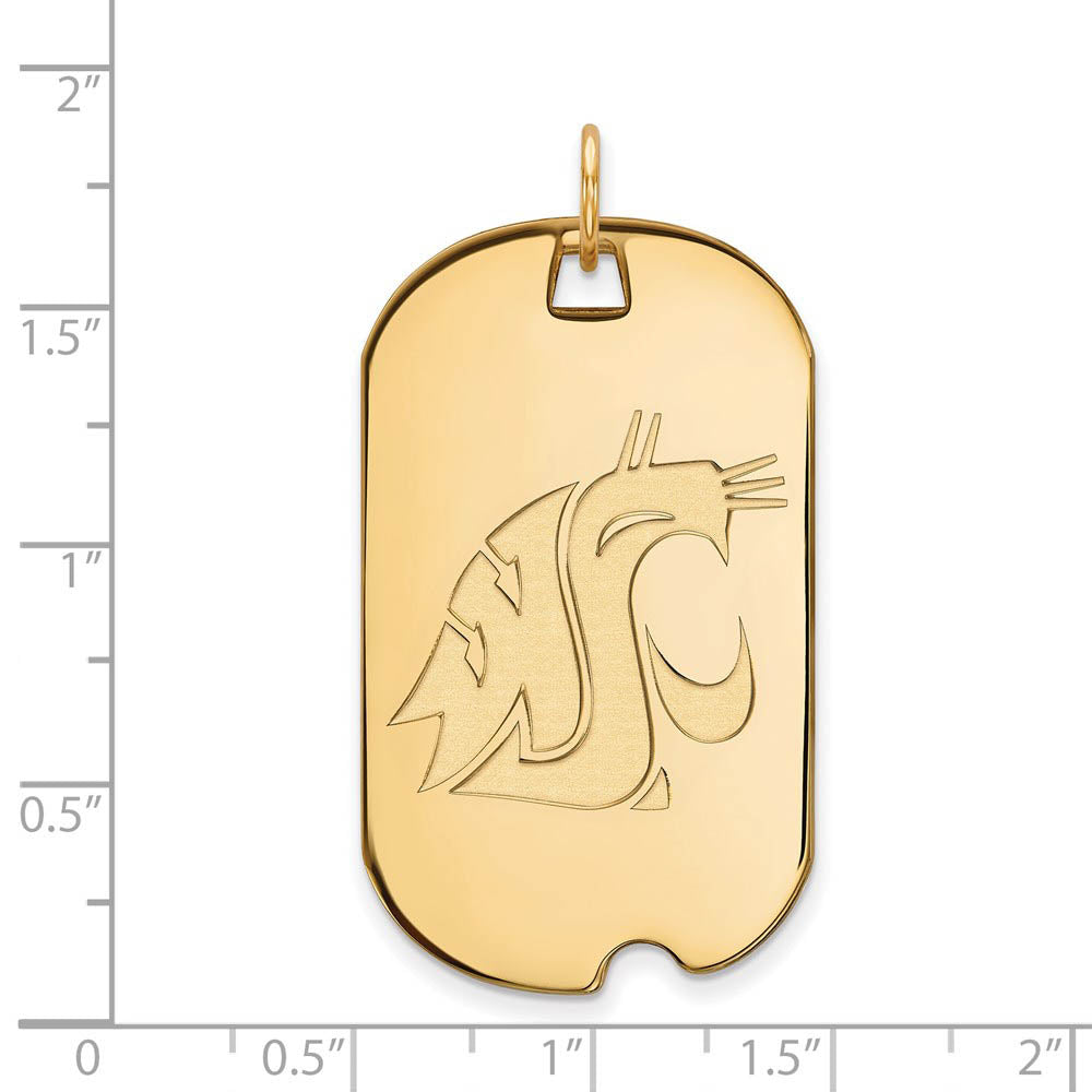 Alternate view of the 10k Yellow Gold Washington State Large Mascot Dog Tag Pendant by The Black Bow Jewelry Co.