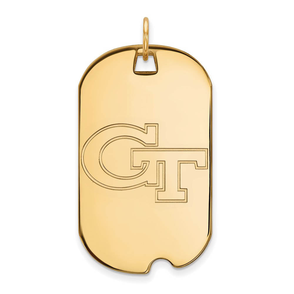 10k Yellow Gold Georgia Technology Large Dog Tag Pendant, Item P16362 by The Black Bow Jewelry Co.