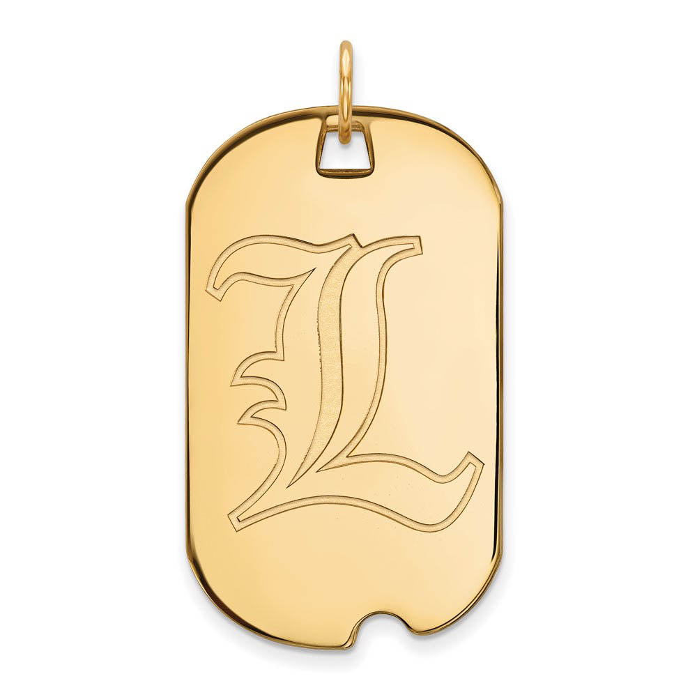 10k Yellow Gold U. of Louisville Large Dog Tag Pendant, Item P16366 by The Black Bow Jewelry Co.