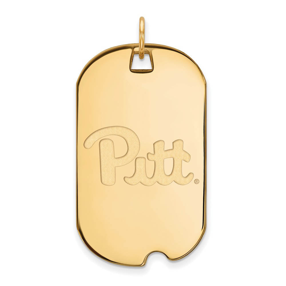 10k Yellow Gold U. of Pittsburgh Large Dog Tag Pendant, Item P16367 by The Black Bow Jewelry Co.