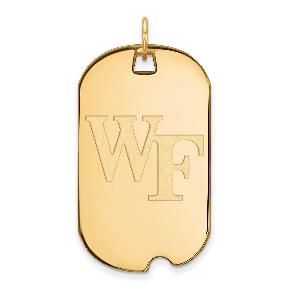 10k Yellow Gold Wake Forest U. Large 'WF' Dog Tag Pendant, Item P16369 by The Black Bow Jewelry Co.
