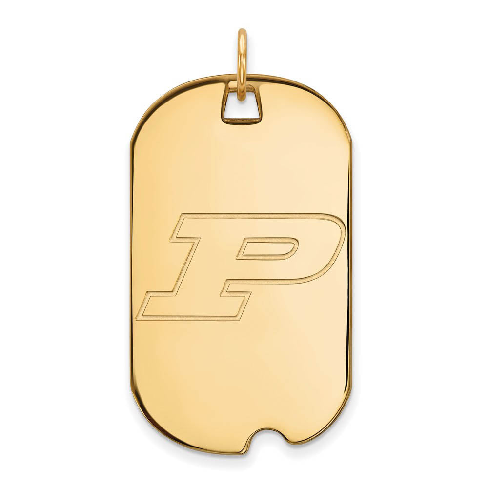 10k Yellow Gold Purdue Large Initial P Dog Tag Pendant, Item P16371 by The Black Bow Jewelry Co.