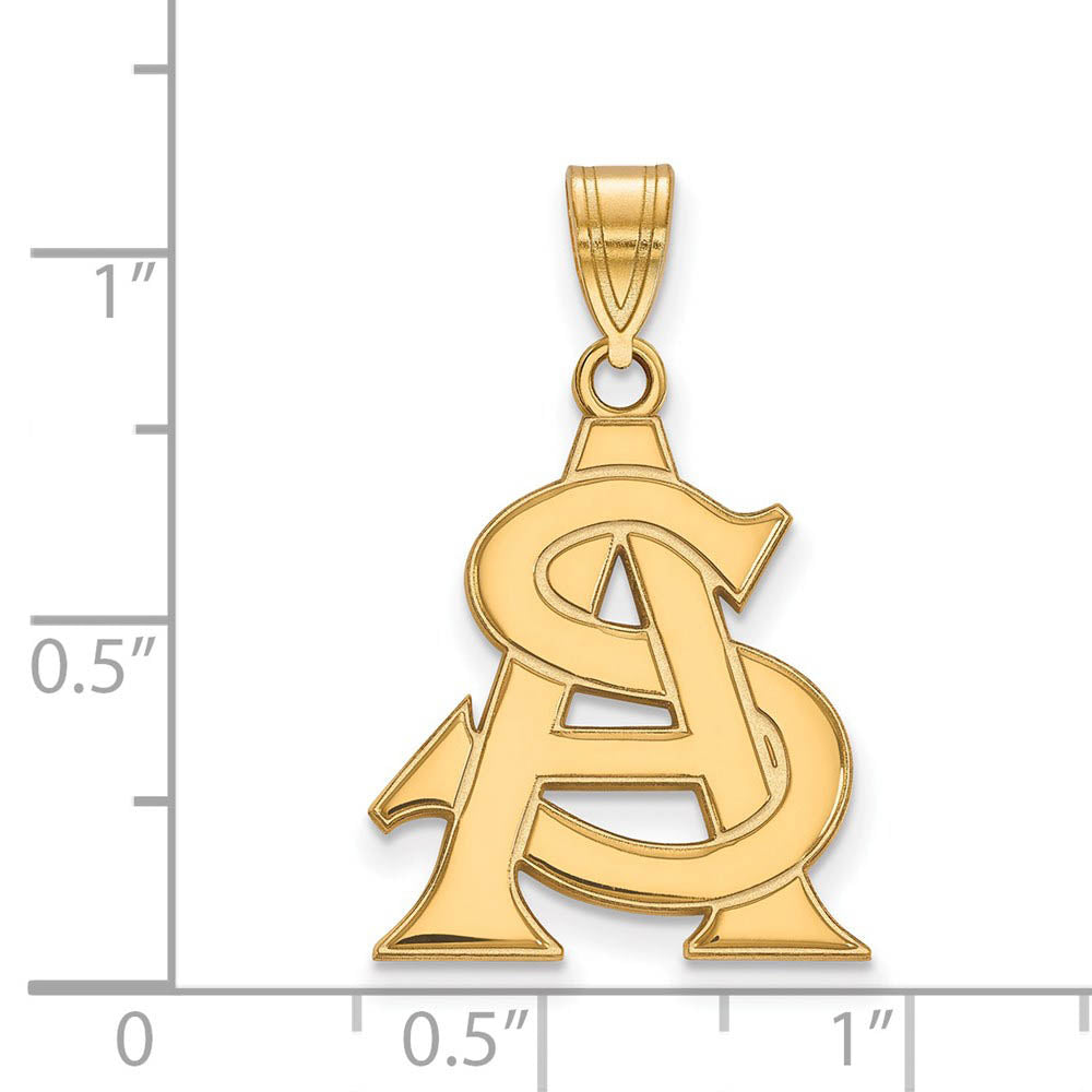 Alternate view of the 10k Yellow Gold Arizona State Large 'AS' Pendant by The Black Bow Jewelry Co.