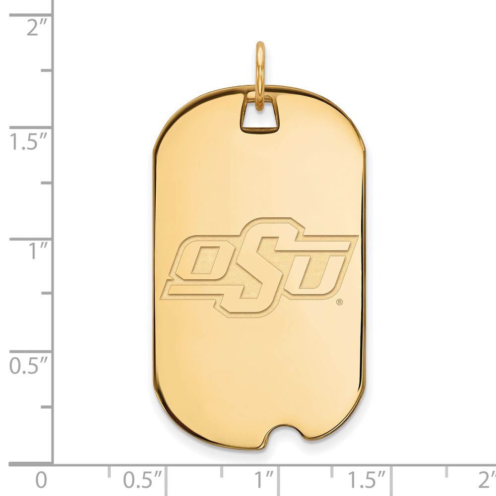 Alternate view of the 10k Yellow Gold Oklahoma State Large Dog Tag Pendant by The Black Bow Jewelry Co.