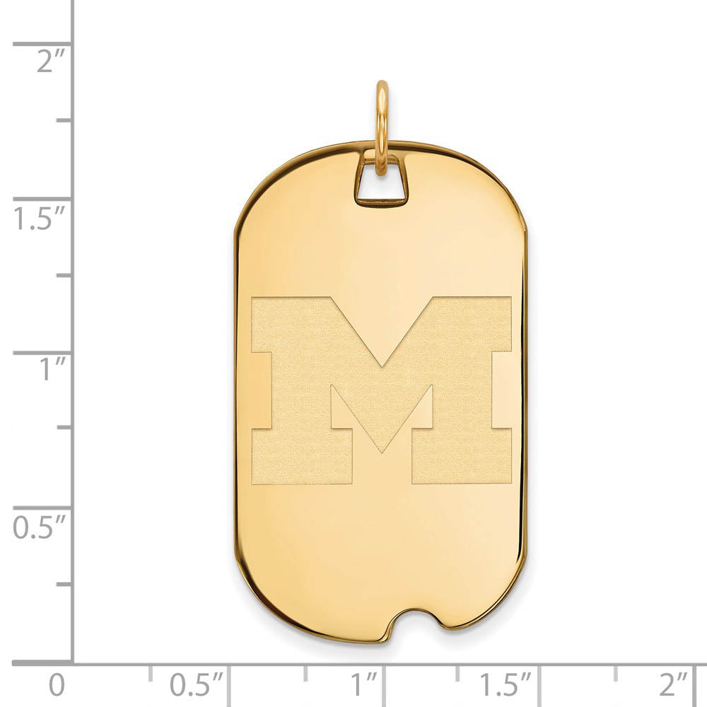 Alternate view of the 10k Yellow Gold U. of Michigan Large Initial M Dog Tag Pendant by The Black Bow Jewelry Co.
