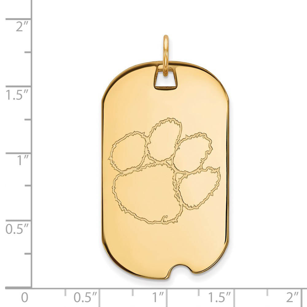Alternate view of the 10k Yellow Gold Clemson U Large Dog Tag Pendant by The Black Bow Jewelry Co.