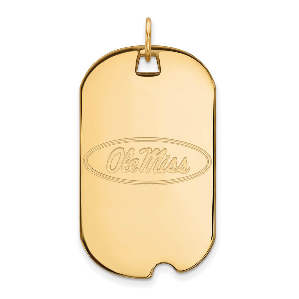 10k Yellow Gold U. of Mississippi Large Dog Tag Pendant, Item P16417 by The Black Bow Jewelry Co.
