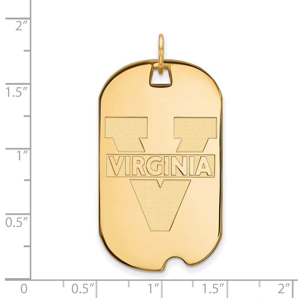 Alternate view of the 10k Yellow Gold U. of Virginia Large 'V' Logo Dog Tag Pendant by The Black Bow Jewelry Co.