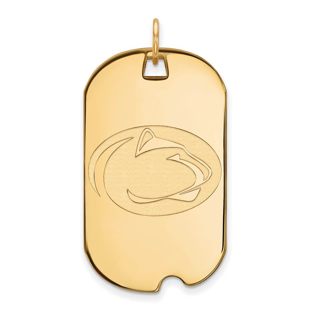 10k Yellow Gold Penn State Large Dog Tag Pendant, Item P16426 by The Black Bow Jewelry Co.