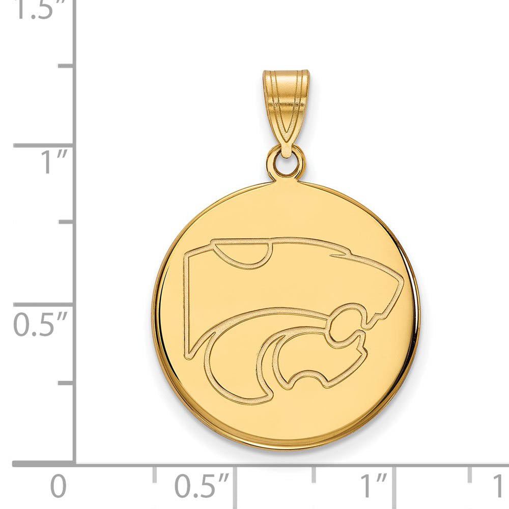 Alternate view of the 10k Yellow Gold Kansas State Large Disc Pendant by The Black Bow Jewelry Co.