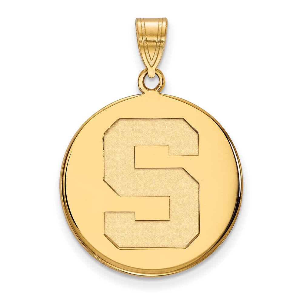 10k Yellow Gold Michigan State Large Initial S Disc Pendant, Item P16454 by The Black Bow Jewelry Co.