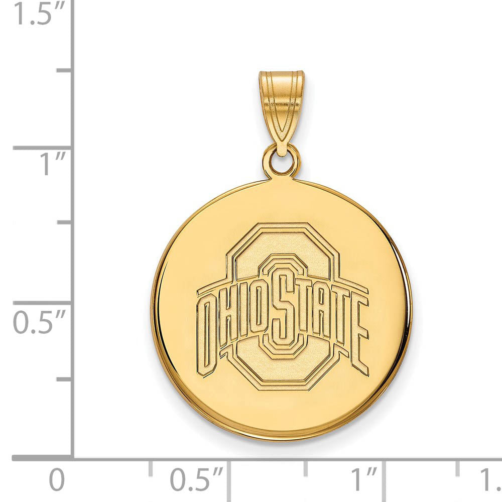 Alternate view of the 10k Yellow Gold Ohio State Large Logo Disc Pendant by The Black Bow Jewelry Co.
