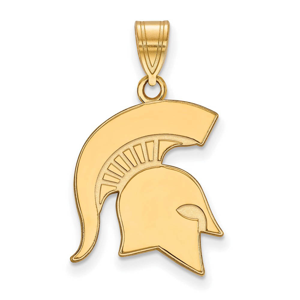 10k Yellow Gold Michigan State Large Logo Pendant, Item P16480 by The Black Bow Jewelry Co.