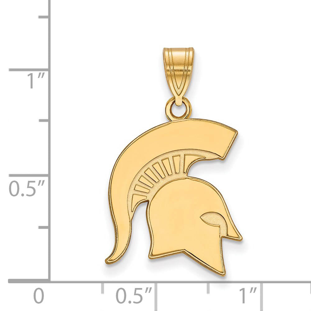 Alternate view of the 10k Yellow Gold Michigan State Large Logo Pendant by The Black Bow Jewelry Co.