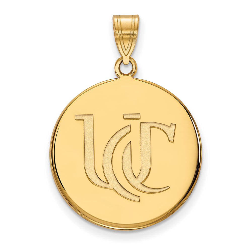 10k Yellow Gold U of Cincinnati Large Logo Disc Pendant, Item P16501 by The Black Bow Jewelry Co.