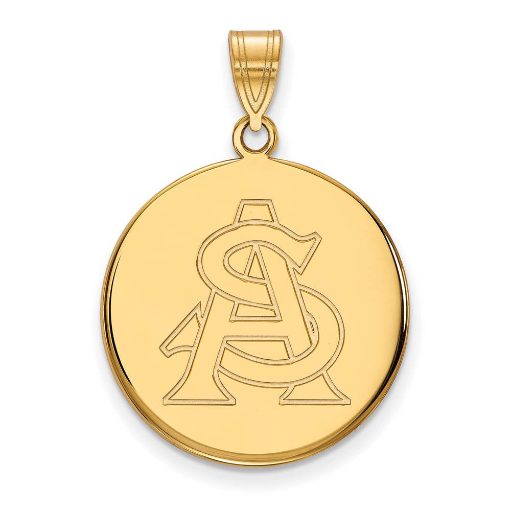 10k Yellow Gold Arizona State Large Disc Pendant, Item P16502 by The Black Bow Jewelry Co.