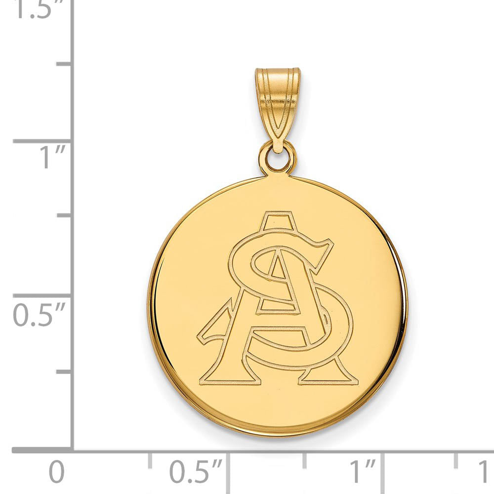 Alternate view of the 10k Yellow Gold Arizona State Large Disc Pendant by The Black Bow Jewelry Co.