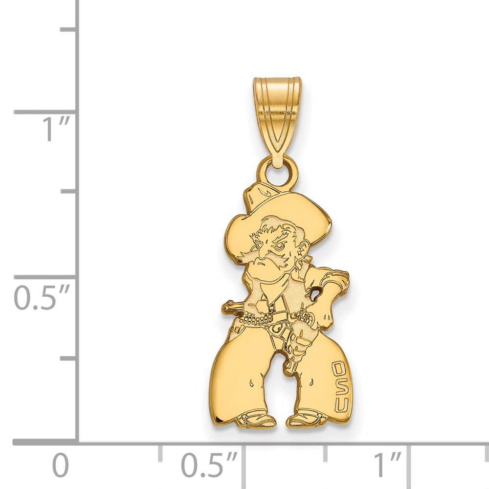 Alternate view of the 10k Yellow Gold Oklahoma State Large Mascot Pendant by The Black Bow Jewelry Co.